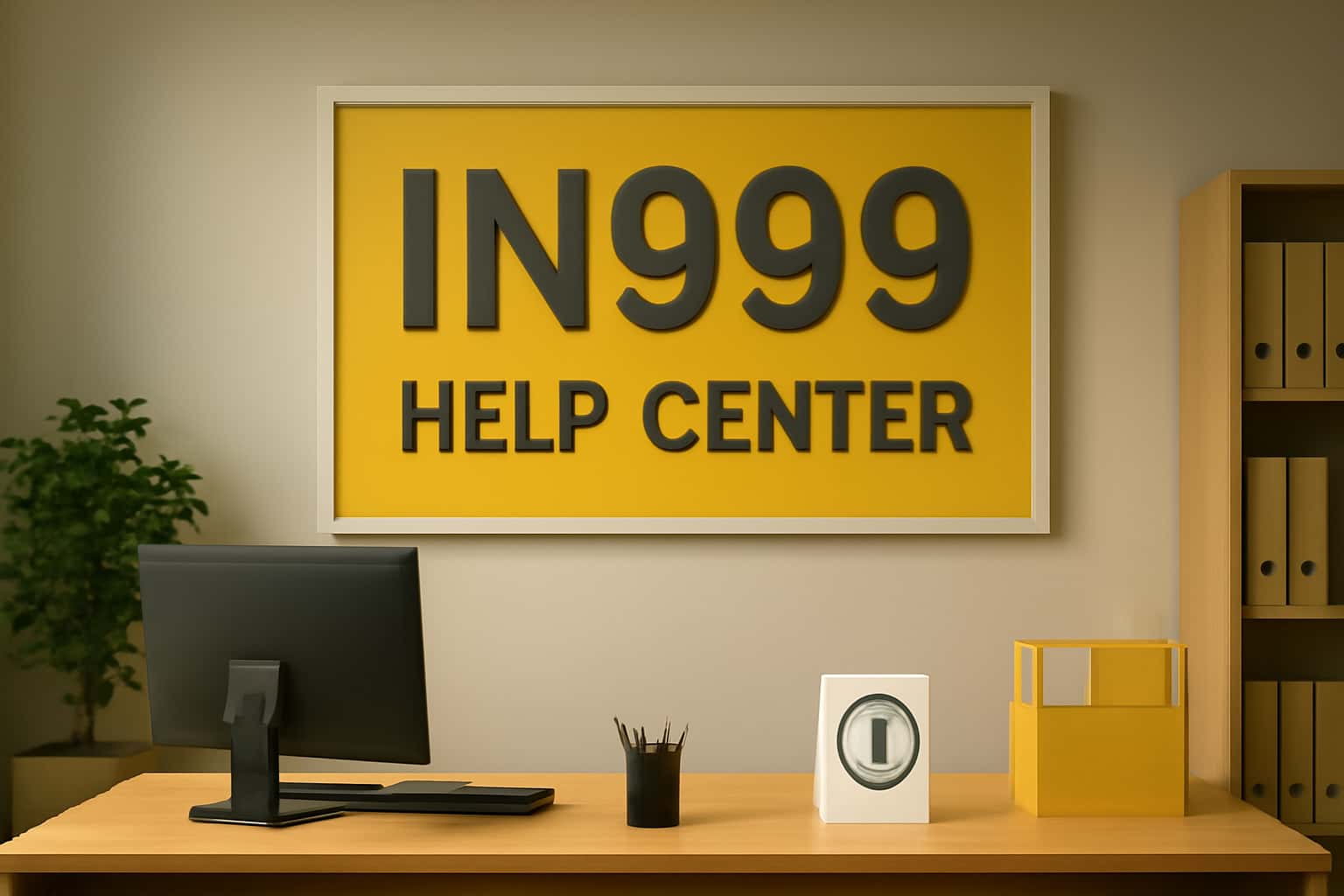 A neutral informational scene representing the IN999 Help Center with the title clearly displayed.