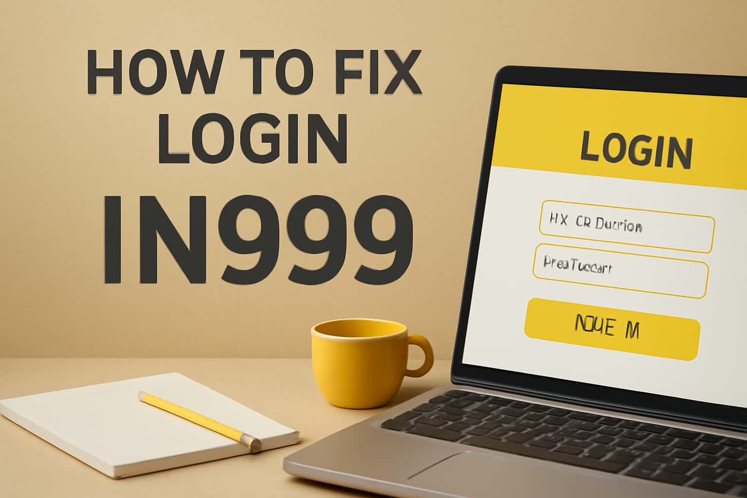 An informative visual representation of troubleshooting steps for fixing login issues in the IN999 system.