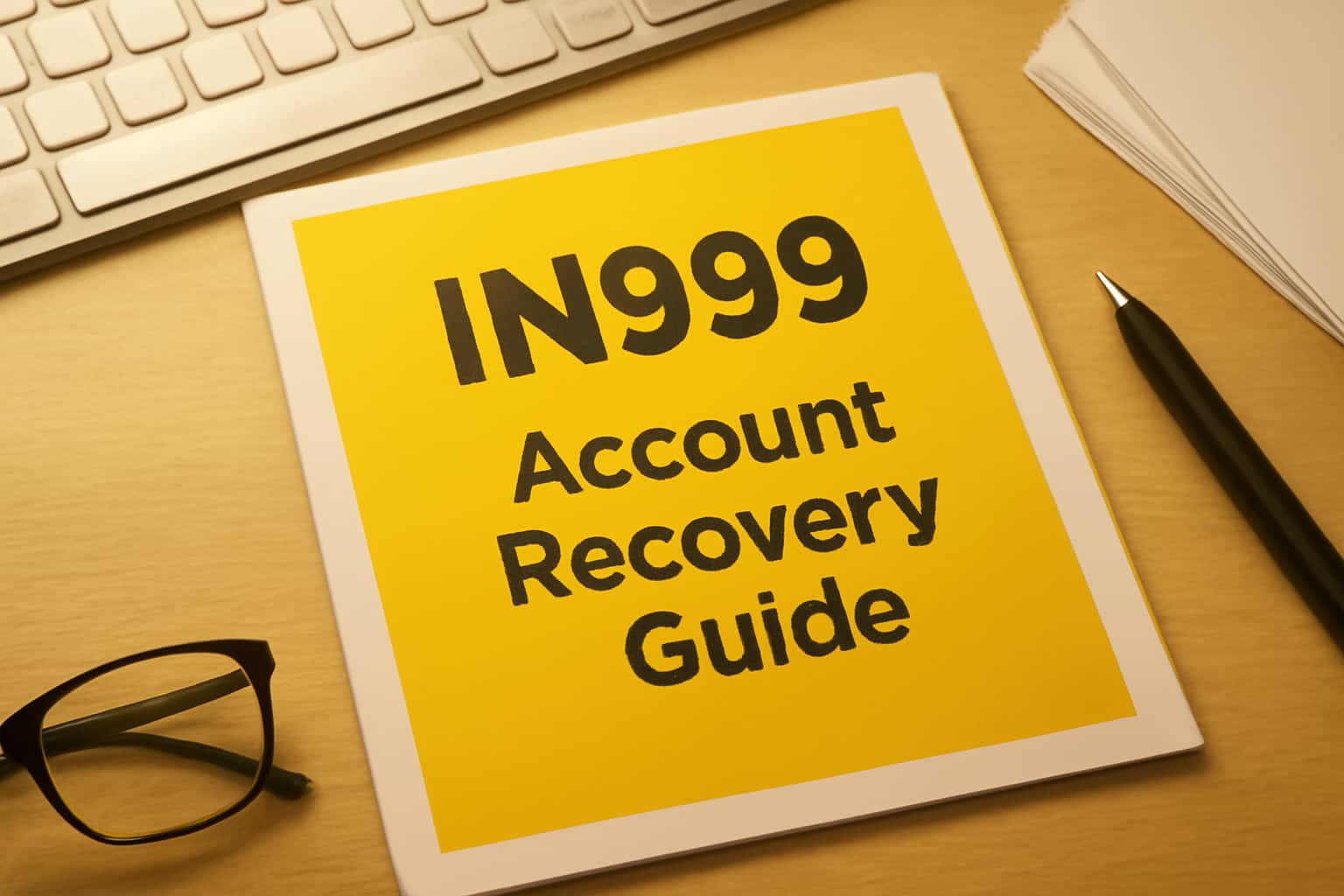 An informative scene depicting the IN999 Account Recovery Guide.