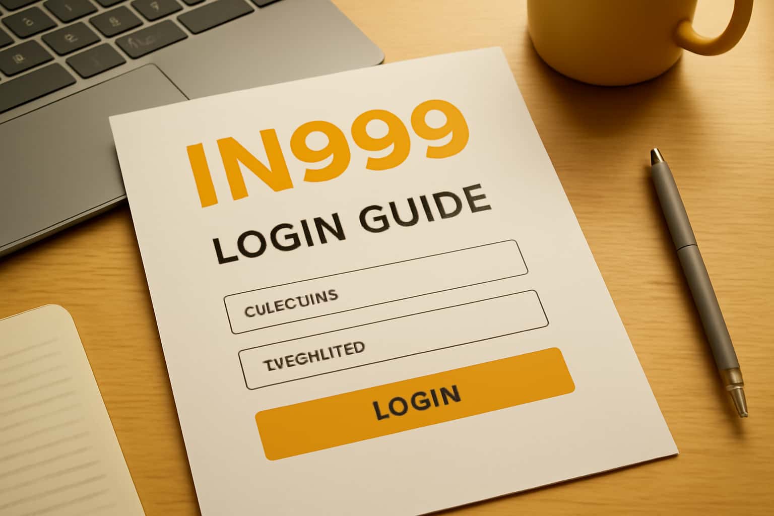 Visual representation of the IN999 Login Guide, showcasing the text 'IN999' in a professional setting.