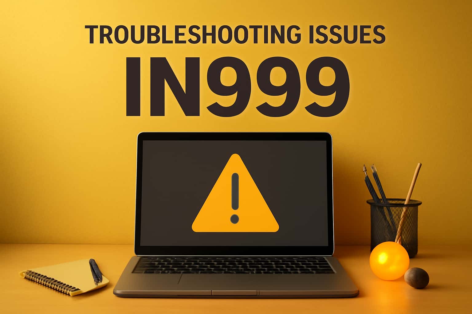 Visual representation of troubleshooting IN999 issues with highlighted text.